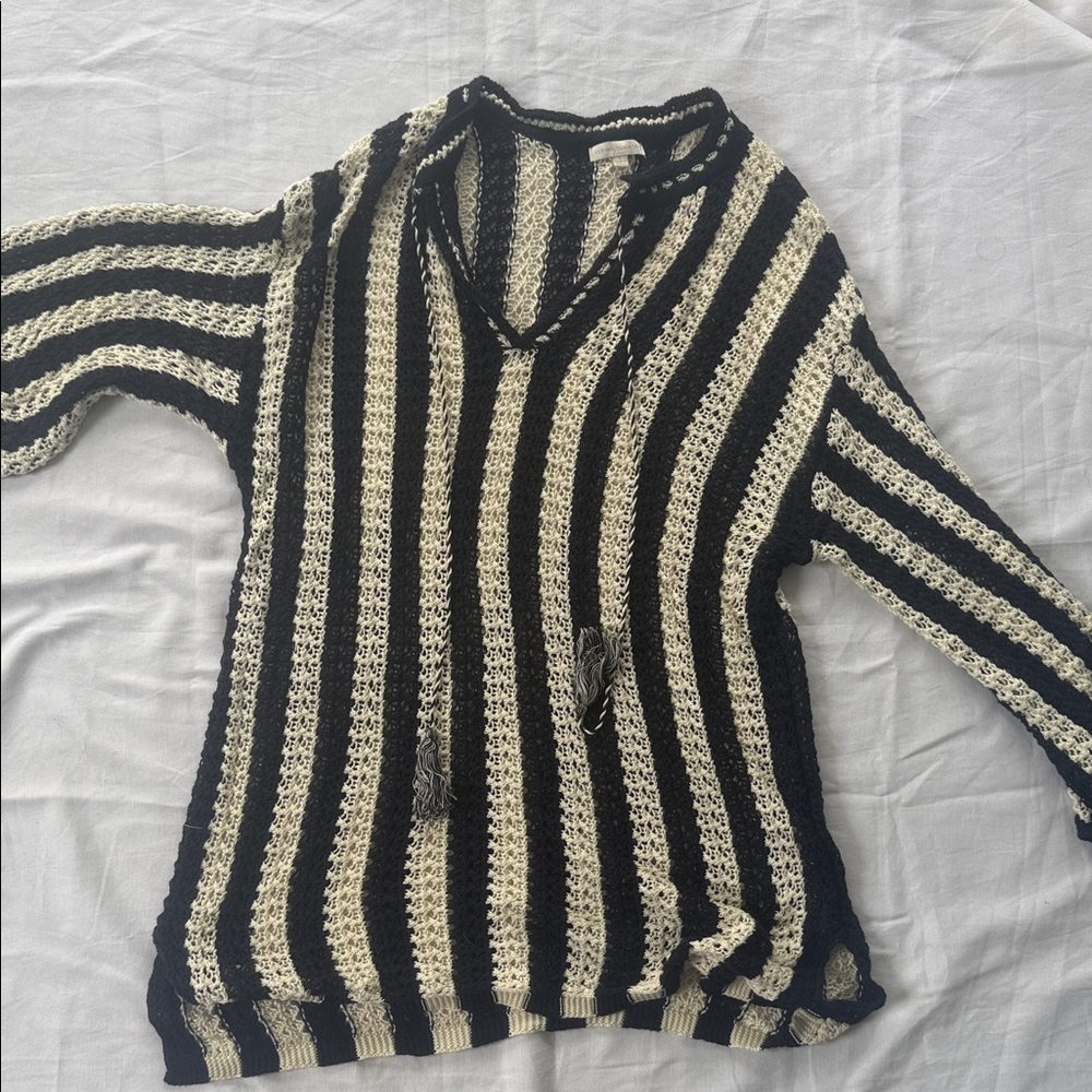 Flying Tomato Sweater Beach Cover Up- Navy & White